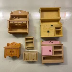 Calico Critters Sylvanian Bedroom cabinets desk shelves family room set